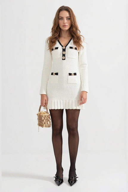 Eveline - Textured Pattern Knit Dress