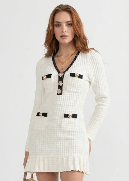 Eveline - Textured Pattern Knit Dress