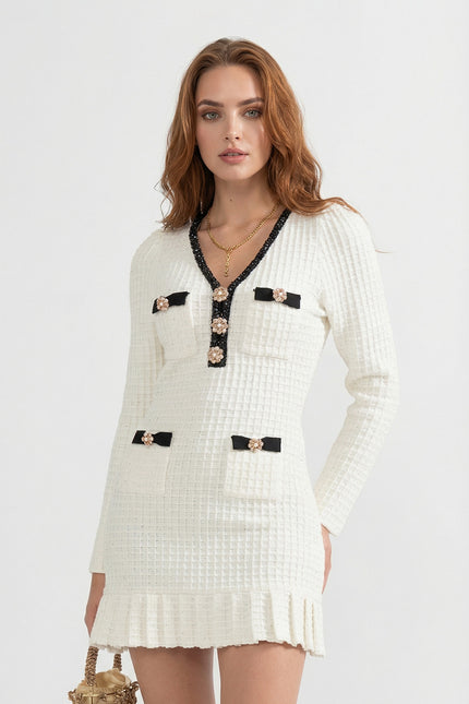 Eveline - Textured Pattern Knit Dress