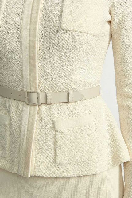 Evette - Tweed Peplum Knit Midi Dress