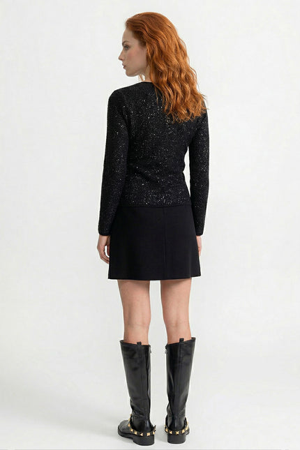 Félicie - Tweed Co-Ord Set with Embellished Bow Closures and Mini Skirt