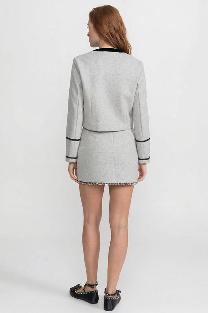 Fernanda - Velvet Bow Collar Detail Co-Ord Set