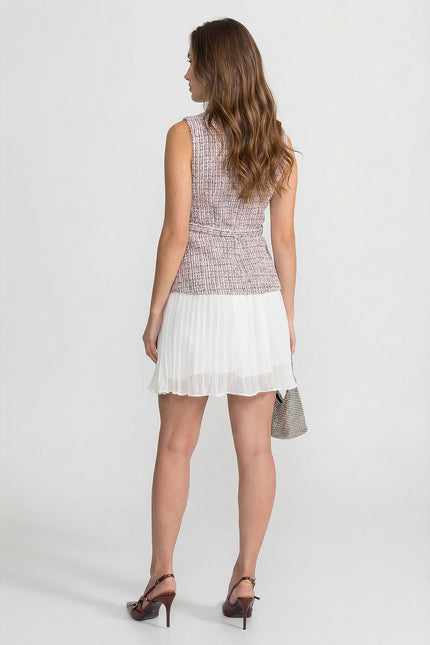 Florence - Tweed Vest Dress with Pleated Skirt Detail