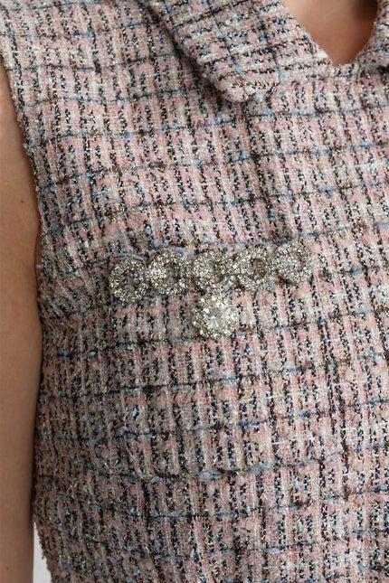 Florence - Tweed Vest Dress with Pleated Skirt Detail