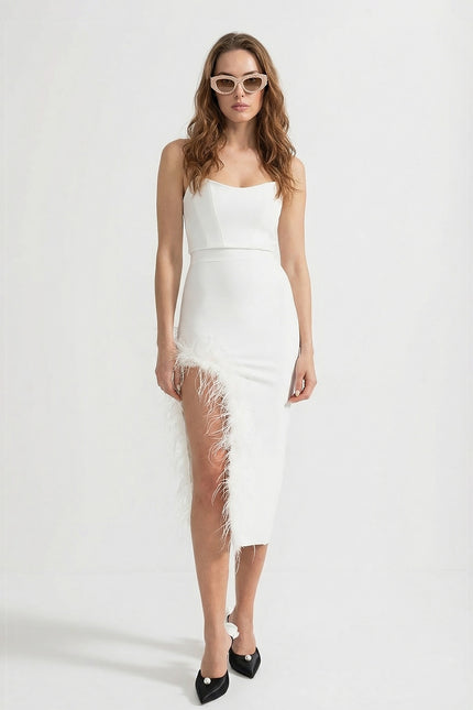 Gabriela - Mini Dress with Fitted Bodice and Silver Beading Accents