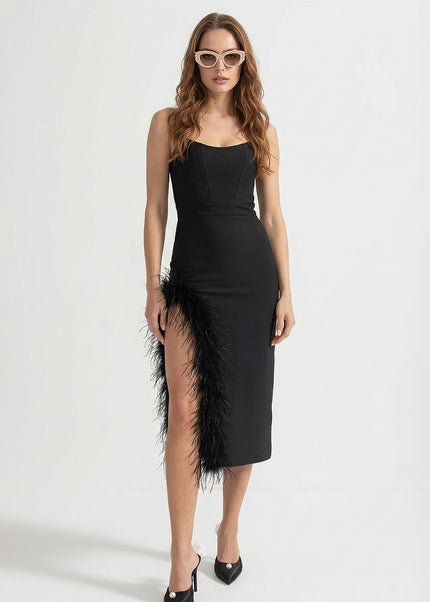 Gabriela - Mini Dress with Fitted Bodice and Silver Beading Accents