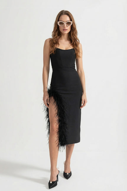 Gabriela - Mini Dress with Fitted Bodice and Silver Beading Accents