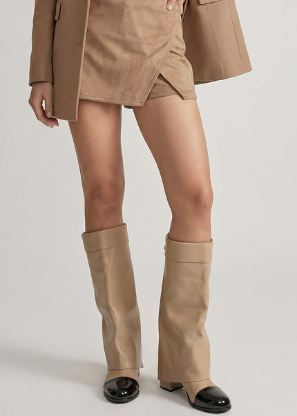 Ginevra – Folded Knee-High Boots with Cap Toe