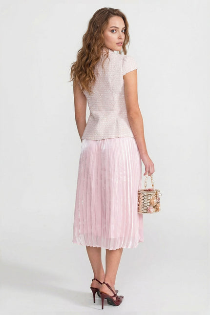 Haylee - Tweed and Organza Co-Ord Set with Crystal Bow Buttons