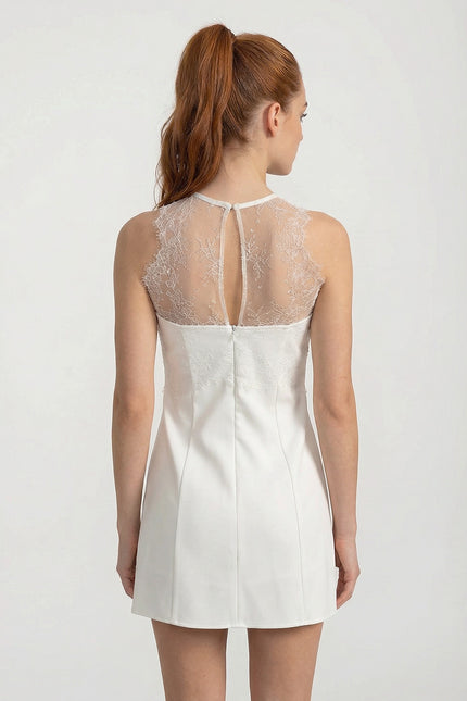 Hortense - Ombré Mini Dress with Ethereal Finish and Lace Detailing