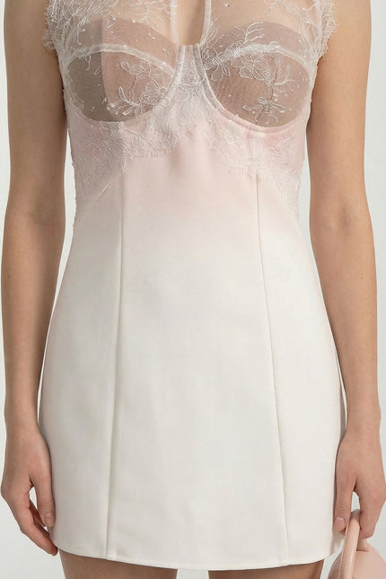 Hortense - Ombré Mini Dress with Ethereal Finish and Lace Detailing