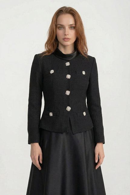 Isaline - Tailored Midi Dress with Ornate Jacket Overlay