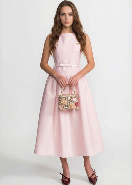 Jeanne - Sleeveless Midi Dress with Belt