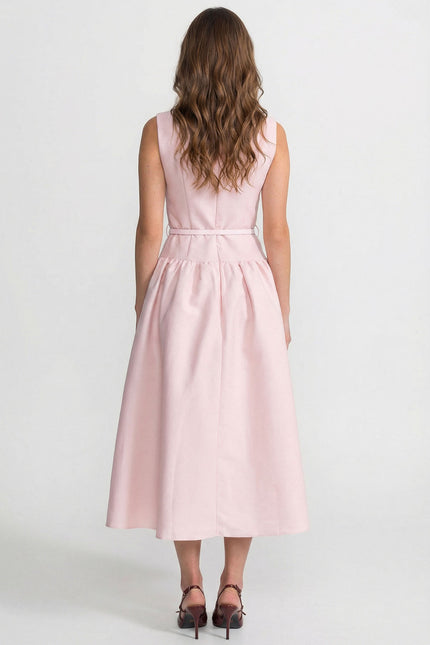 Jeanne - Sleeveless Midi Dress with Belt