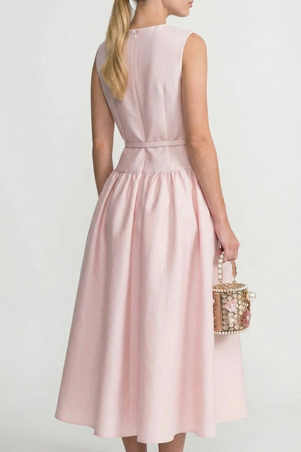 Jeanne - Sleeveless Midi Dress with Belt
