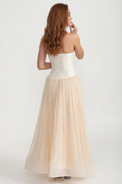 Jovina - Corset Bodice Maxi Gown with Flowing Skirt