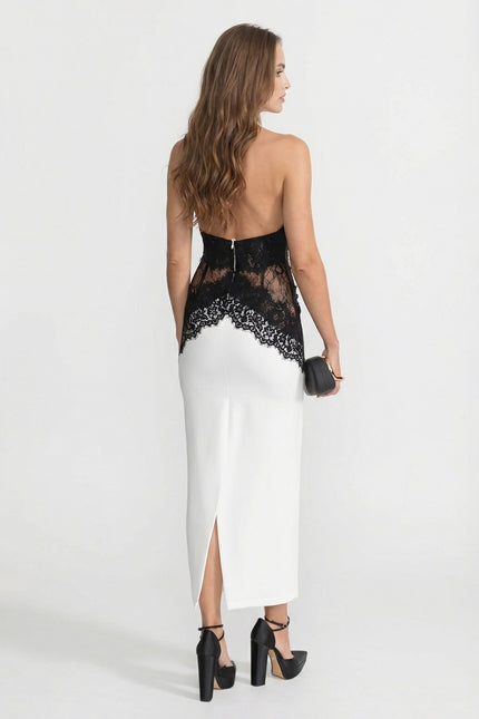 Julia - Halter Maxi Dress with Contrast Lace Panels