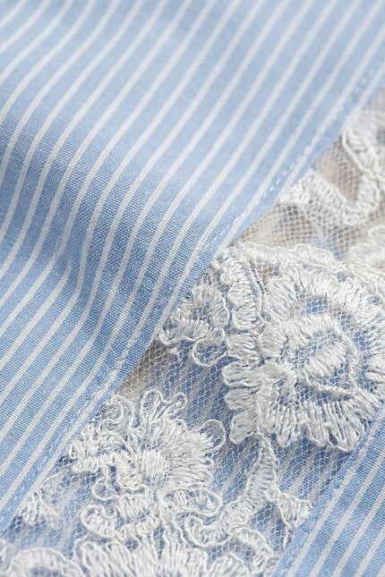 Karina - Striped Cotton Lace Shirt