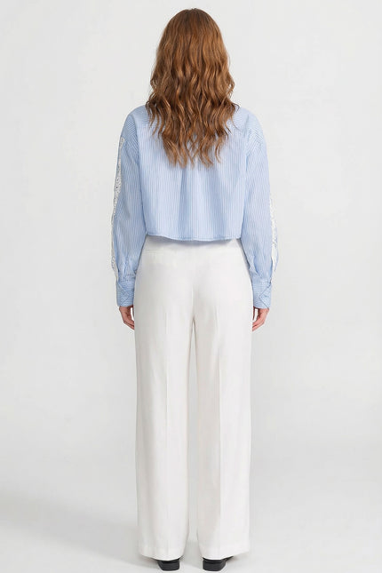 Karina - Striped Cotton Lace Shirt