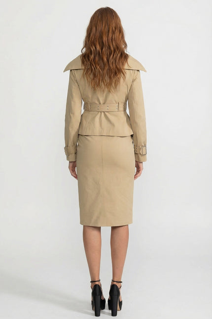 Liliana - Off Shoulder Structured Peplum Jacket with Sleek Pencil Skirt Co-Ord Set