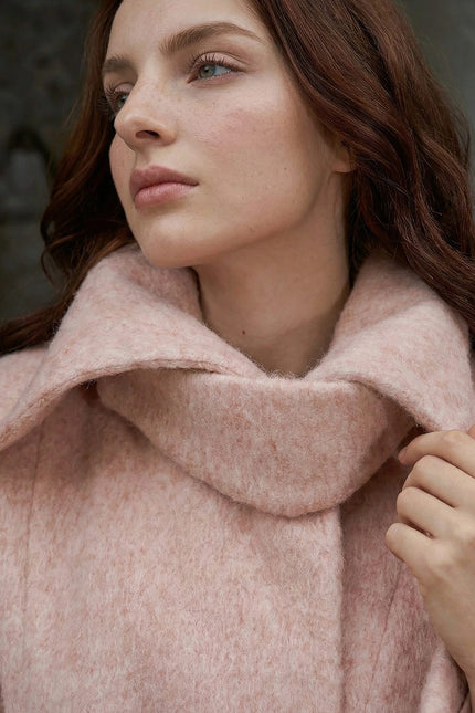 Lorette - Bohemian Wool-Blend Coat with Floral Belt