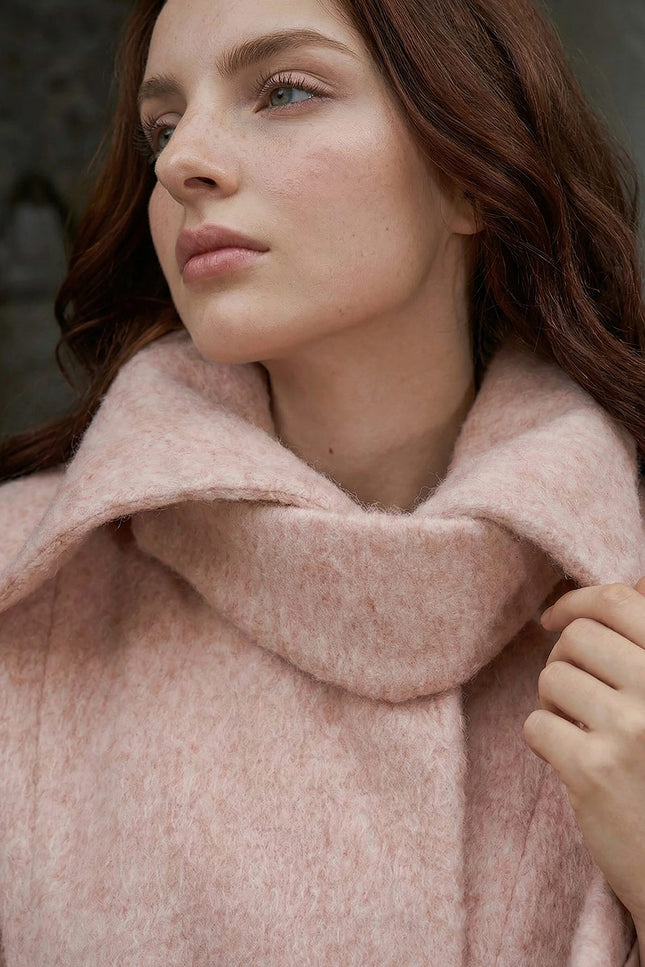 Lorette - Bohemian Wool-Blend Coat with Floral Belt