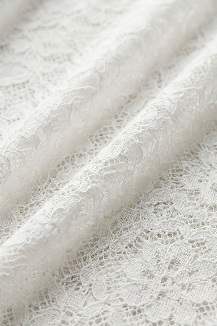 Lucetta - Open Drape Lace Dress with Long Sleeves and Ruffled Hem