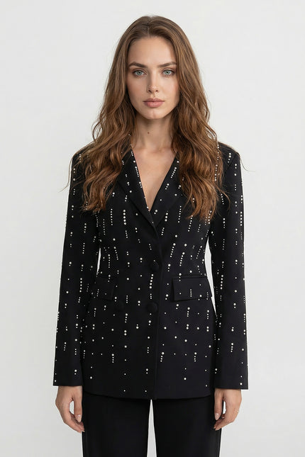 Marcella - Tailored Blazer with White Bead Detailing