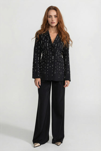 Marcella - Tailored Blazer with White Bead Detailing
