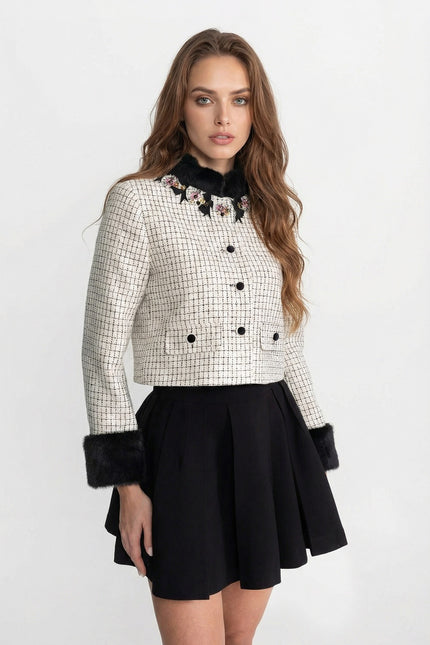 Margaux - Tweed Jacket with Fox Fur Accent