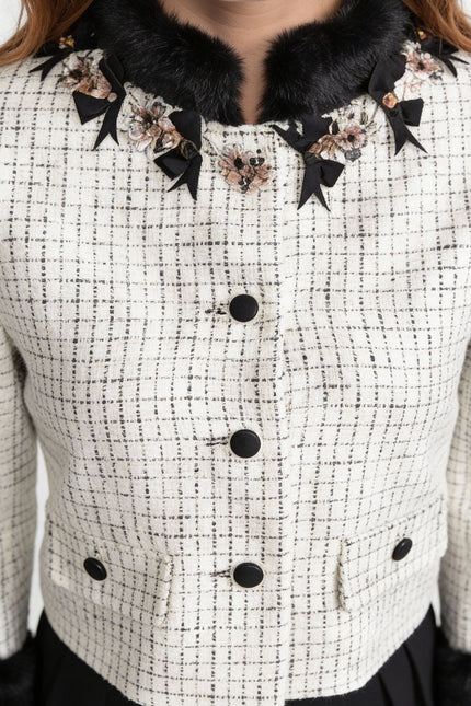 Margaux - Tweed Jacket with Fox Fur Accent