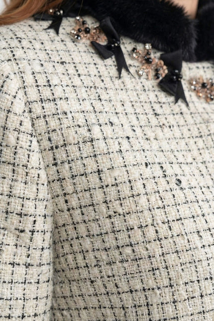 Margaux - Tweed Jacket with Fox Fur Accent