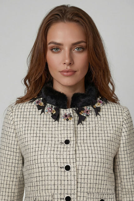 Margaux - Tweed Jacket with Fox Fur Accent