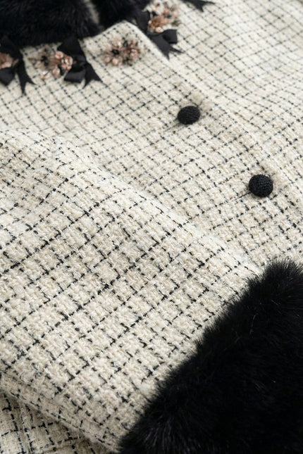 Margaux - Tweed Jacket with Fox Fur Accent