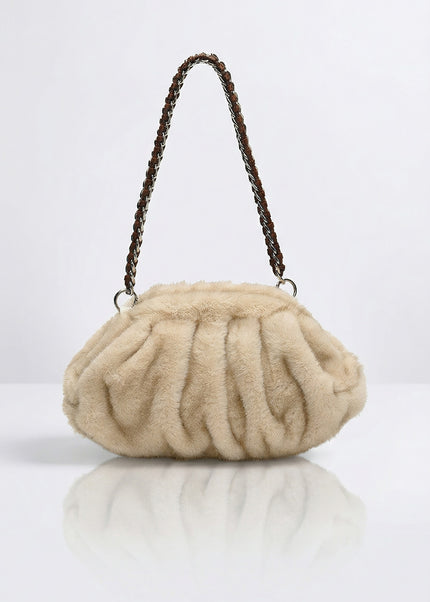 Marinne - Ruched Faux Fur Shoulder Bag