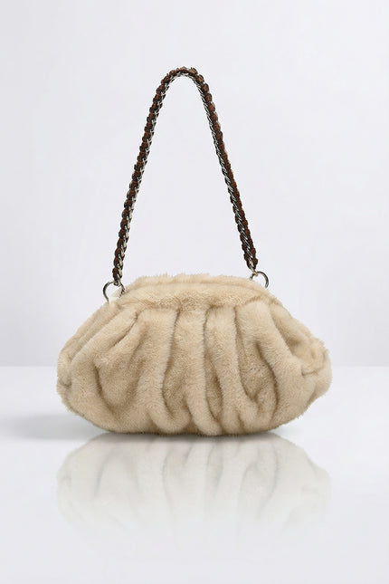 Marinne - Ruched Faux Fur Shoulder Bag