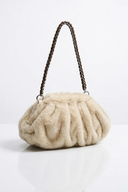 Marinne - Ruched Faux Fur Shoulder Bag