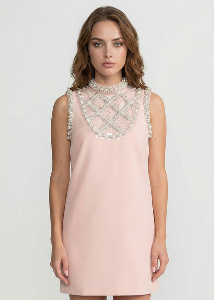 Mia - Embellished High-Neck Mini Dress