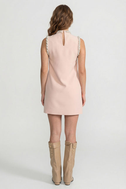 Mia - Embellished High-Neck Mini Dress