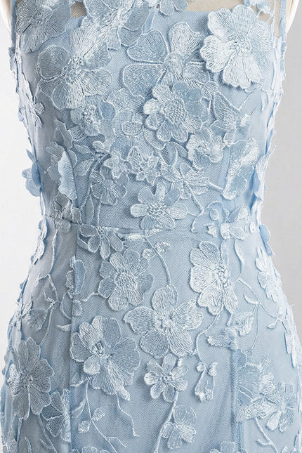 Mirabelle - Sheer Dress with Fitted Waist and Floral Appliqués