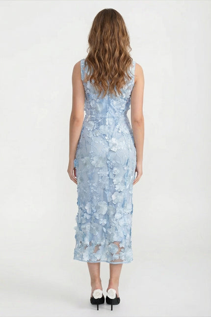 Mirabelle - Sheer Dress with Fitted Waist and Floral Appliqués