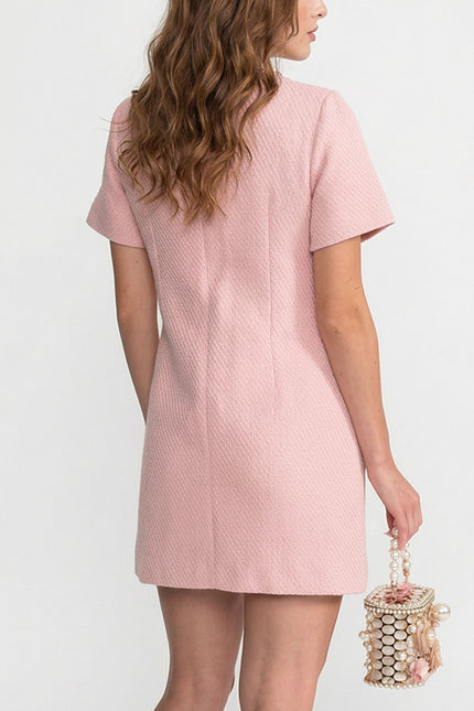 Paula - Tweed Mini Dress with Pearl Buttons