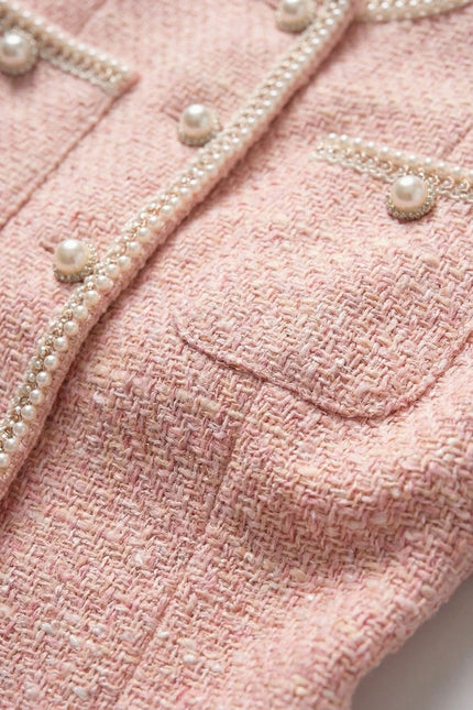 Paula - Tweed Mini Dress with Pearl Buttons