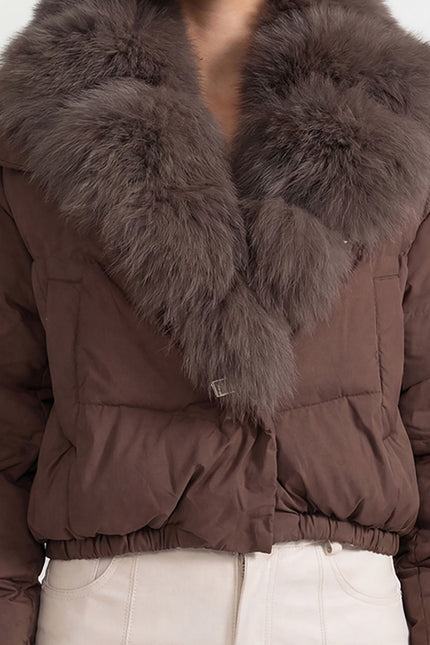 Puffer Jacket with Fox Fur-Lined Hood