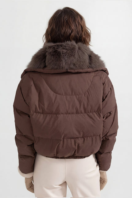 Puffer Jacket with Fox Fur-Lined Hood