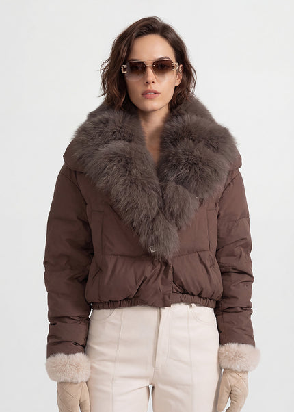 Puffer Jacket with Fox Fur-Lined Hood