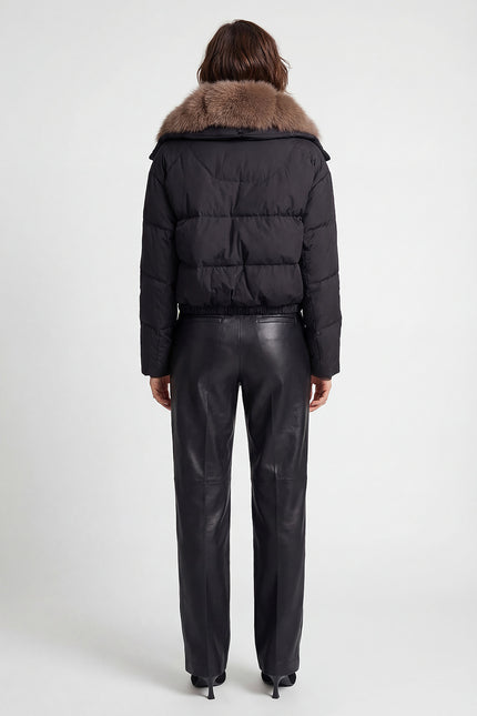 Puffer Jacket with Fox Fur-Lined Hood