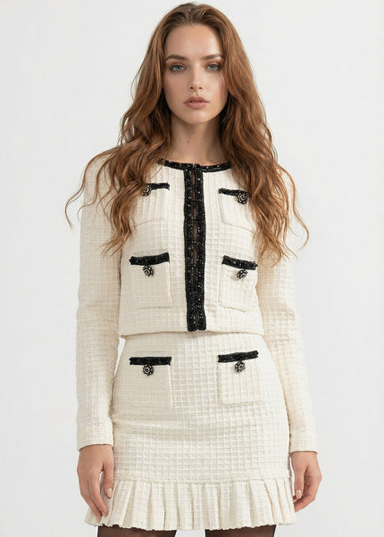 Sandrine - Tweed Co-Ord Set With Black Details