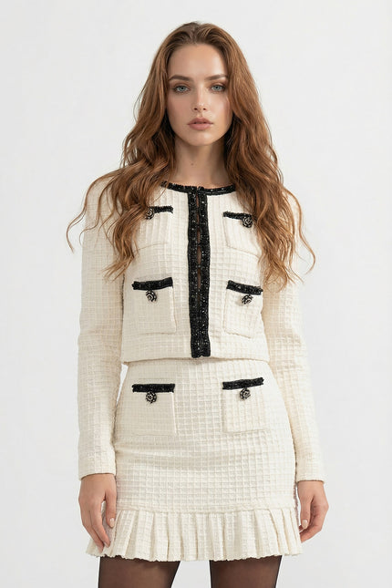 Sandrine - Tweed Co-Ord Set With Black Details