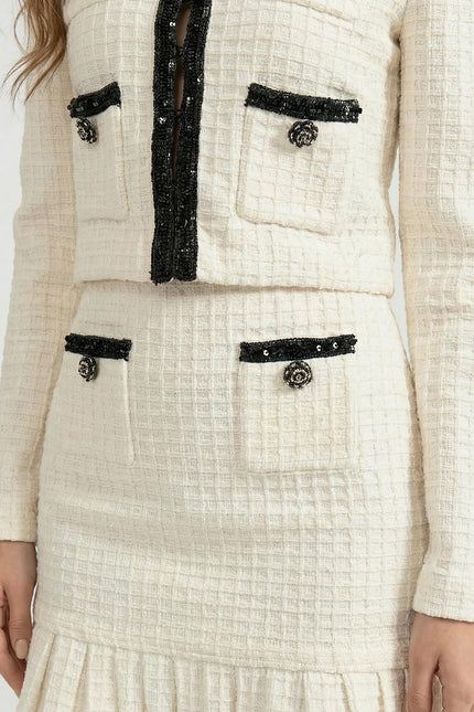 Sandrine - Tweed Co-Ord Set With Black Details